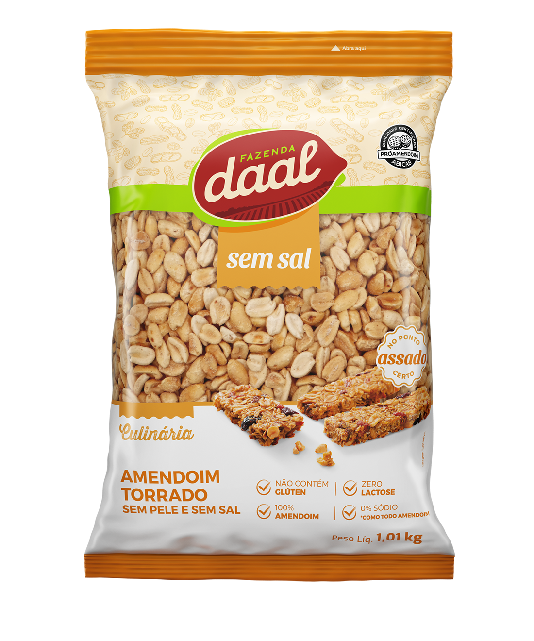 Fazenda Daal Amendoim Torrado Sem Pele e Sem Sal 1,01 kg