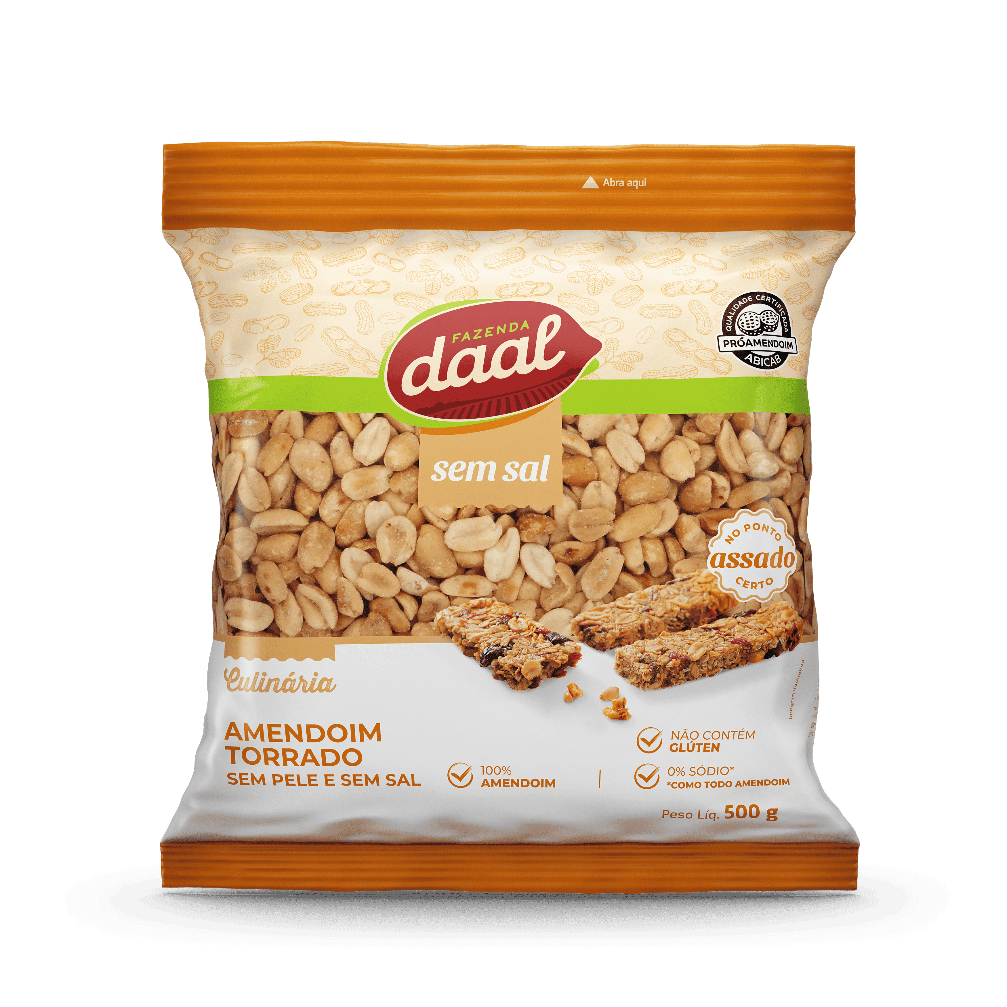 Embalagem Amendoim Torrado Sem Pele e Sem Sal 500 g